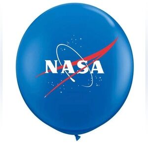 Pack with 17 NASA logo balloons in blue.